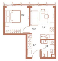 Планировка однокомнатной(квартира) площадью 32.4 квадратных метров в “ЖК Симфония 34”