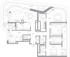 Планировка трехкомнатной(квартира) площадью 209.7 квадратных метров в “Клубный дом PHANTOM (Фантом)”
