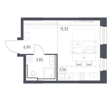 Планировка студии(квартира) площадью 25.63 квадратных метров в “ЖК Квартал Строгино”