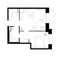 Планировка однокомнатной(квартира) площадью 41.9 квадратных метров в “ЖК Онежский вал”