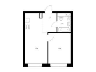 Планировка однокомнатной(квартира) площадью 38 квадратных метров в ЖК “ЖК Полар”