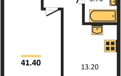 Планировка однокомнатной(квартира) площадью 41.4 квадратных метров в ЖК “ЖК Новый Зеленоград”