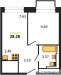 Планировка однокомнатной(квартира) площадью 28.28 квадратных метров в “ЖК Долина Яузы”