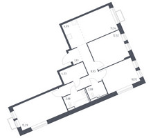 Планировка трехкомнатной(квартира) площадью 76.45 квадратных метров в “ЖК Молжаниново”