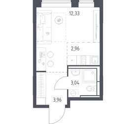 Планировка студии(квартира) площадью 22.29 квадратных метров в ЖК “ЖК Богдановский Лес”