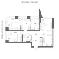 Планировка двухкомнатной(квартира) площадью 84.1 квадратных метров в “ЖК СТОУН Блик”