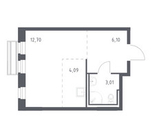 Планировка студии(квартира) площадью 25.6 квадратных метров в “ЖК Рублевский Квартал”