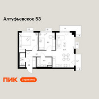 Планировка двухкомнатной(квартира) площадью 59.3 квадратных метров в “ЖК Алтуфьевское 53”