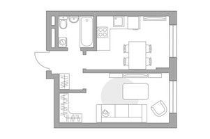 Планировка однокомнатной(квартира) площадью 34.2 квадратных метров в “ЖК Живописный”