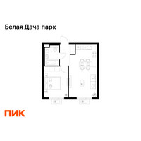 Планировка однокомнатной(квартира) площадью 38.3 квадратных метров в “ЖК Белая Дача парк”
