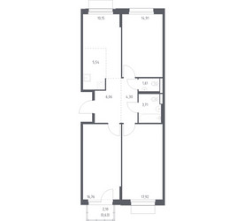 Планировка трехкомнатной(квартира) площадью 81.59 квадратных метров в ЖК “ЖК Новое Внуково”