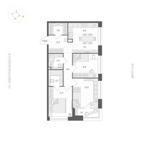 Планировка трехкомнатной(квартира) площадью 69.2 квадратных метров в “ЖК АРТЕЛЬ”