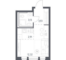Планировка студии(квартира) площадью 22.29 квадратных метров в “ЖК Квартал Авиаторов”