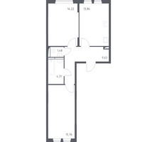 Планировка двухкомнатной(квартира) площадью 58.6 квадратных метров в “ЖК Остафьево”