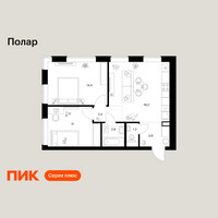 Планировка двухкомнатной(квартира) площадью 55 квадратных метров в “ЖК Полар”