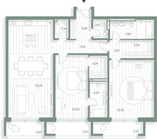 Планировка двухкомнатной(квартира) площадью 142.38 квадратных метров в “Фамильный дом Люче”