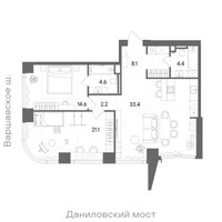 Планировка двухкомнатной(квартира) площадью 88.4 квадратных метров в “ЖК СТОУН Блик”
