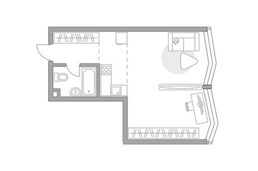 Планировка студии(квартира) площадью 40.36 квадратных метров в ЖК “ЖК MYPRIORITY Mnevniki (Май Приорити Мневники)”