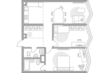 Планировка двухкомнатной(квартира) площадью 77.5 квадратных метров в ЖК “ЖК MYPRIORITY Mnevniki (Май Приорити Мневники)”