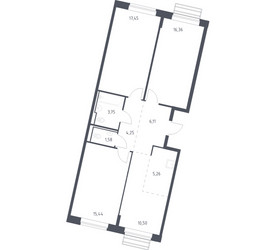 Планировка трехкомнатной(квартира) площадью 79.8 квадратных метров в ЖК “ЖК Рублевский Квартал”