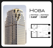 Планировка студии(квартира) площадью 29.39 квадратных метров в “ЖК НОВА”