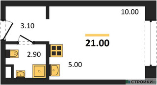 Планировка студии(квартира) площадью 21 квадратных метров в “Жилые кварталы Белый Град”
