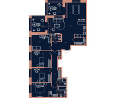 Планировка 4+ комнатной(квартира) площадью 144 квадратных метров в “ЖК Era (Эра)”