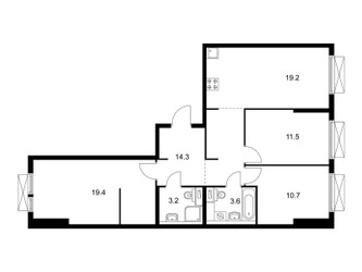 Планировка трехкомнатной(квартира) площадью 81.9 квадратных метров в ЖК “ЖК Кольская 8”