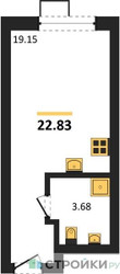 Планировка студии(квартира) площадью 22.83 квадратных метров в ЖК “ЖК Citimix (СитиМикс)”