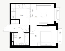 Планировка однокомнатной(квартира) площадью 33.3 квадратных метров в “ЖК Восточное Бутово”
