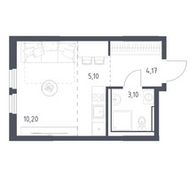 Планировка студии(квартира) площадью 22.57 квадратных метров в “ЖК Пригород Лесное”