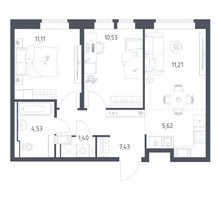 Планировка двухкомнатной(квартира) площадью 51.83 квадратных метров в “ЖК Большое Путилково”