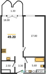 Планировка однокомнатной(квартира) площадью 49.2 квадратных метров в ЖК “ЖК Союз (СВАО)”
