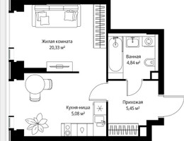 Планировка однокомнатной(квартира) площадью 35.7 квадратных метров в “Мультиквартал СИТИДЗЕН”