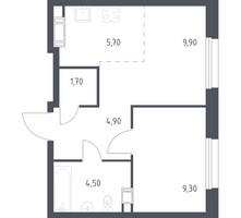 Планировка однокомнатной(квартира) площадью 36 квадратных метров в “ЖК ЭкоБунино (Южное Бунино)”
