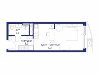 Планировка студии(квартира) площадью 28.02 квадратных метров в ЖК “ЖК Остров”
