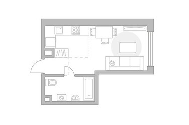 Планировка студии(квартира) площадью 28.05 квадратных метров в ЖК “ЖК Мневники от Гранель”