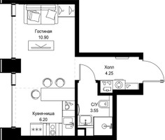 Планировка студии(квартира) площадью 24.9 квадратных метров в “ЖК СЕТ”