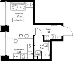 Планировка студии(квартира) площадью 24.9 квадратных метров в ЖК “ЖК СЕТ”