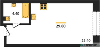 Планировка студии(квартира) площадью 29.8 квадратных метров в “ЖК Резиденции Архитекторов”