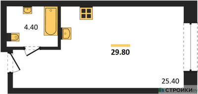 Планировка студии(квартира) площадью 29.8 квадратных метров в ЖК “ЖК Резиденции Архитекторов”