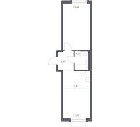 Планировка однокомнатной(квартира) площадью 48.31 квадратных метров в ЖК “ЖК Новое Внуково”