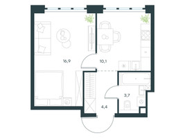 Планировка однокомнатной(квартира) площадью 35.1 квадратных метров в “ЖК Level Южнопортовая”