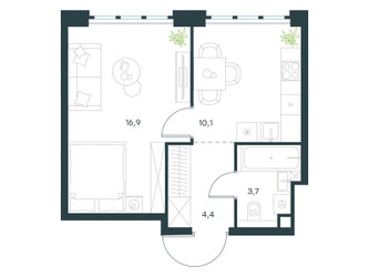 Планировка однокомнатной(квартира) площадью 35.1 квадратных метров в ЖК “ЖК Level Южнопортовая”