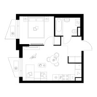 Планировка однокомнатной(квартира) площадью 32.7 квадратных метров в “ЖК Онежский вал”