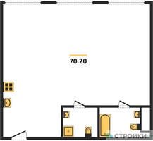 Планировка двухкомнатной(квартира) площадью 70.2 квадратных метров в “ЖК Nametkin Tower (Наметкин Тауэр)”