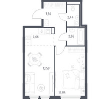 Планировка однокомнатной(квартира) площадью 44.95 квадратных метров в “ЖК Остафьево”