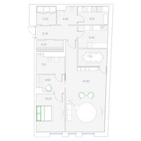 Планировка однокомнатной(квартира) площадью 118.3 квадратных метров в “Клубный дом Дуо”