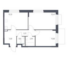 Планировка двухкомнатной(квартира) площадью 53.93 квадратных метров в “ЖК Новое Внуково”