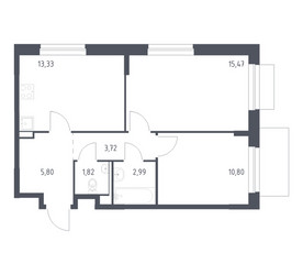 Планировка двухкомнатной(квартира) площадью 53.93 квадратных метров в ЖК “ЖК Новое Внуково”